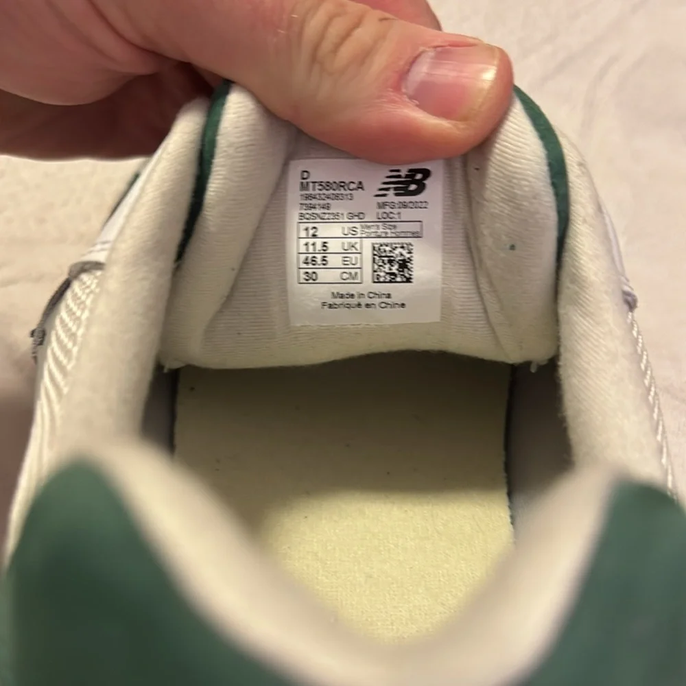 Mens 12 New Balance White Nightwatch Green 580 sneakers